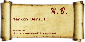 Markon Berill névjegykártya